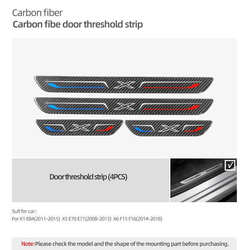 Carbon Fiber For BMW X5 E70 F15 X6 E71 F16 X1 E84 Door Sills Anti-Scuff Stickers Threshold Trim Strips Car Interior Accessories NM5