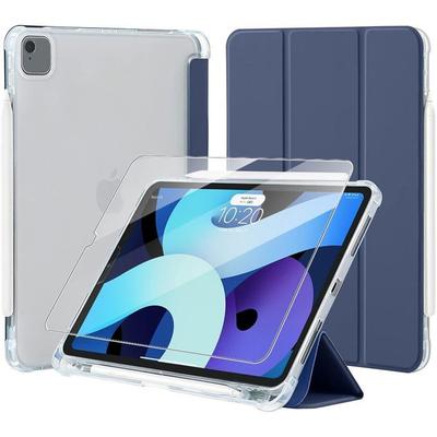 Hülle + Gehärtetes Glas - BOOLING - für iPad Air 4/5 - Stoßfester Schutz - Stifthalter - Marineblau
