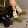 New velvet large cotton shoes, non-slip and warm in autumn and winter, plush snow boots, women's muffin thick sole