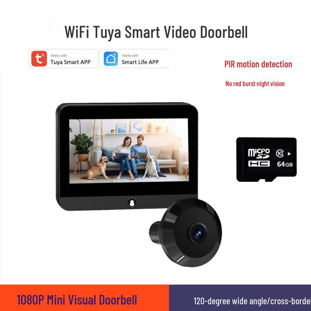 Tuya Smart WiFi Electronic Peephole Doorbell: Wireless Graffiti Camera with Remote Control.