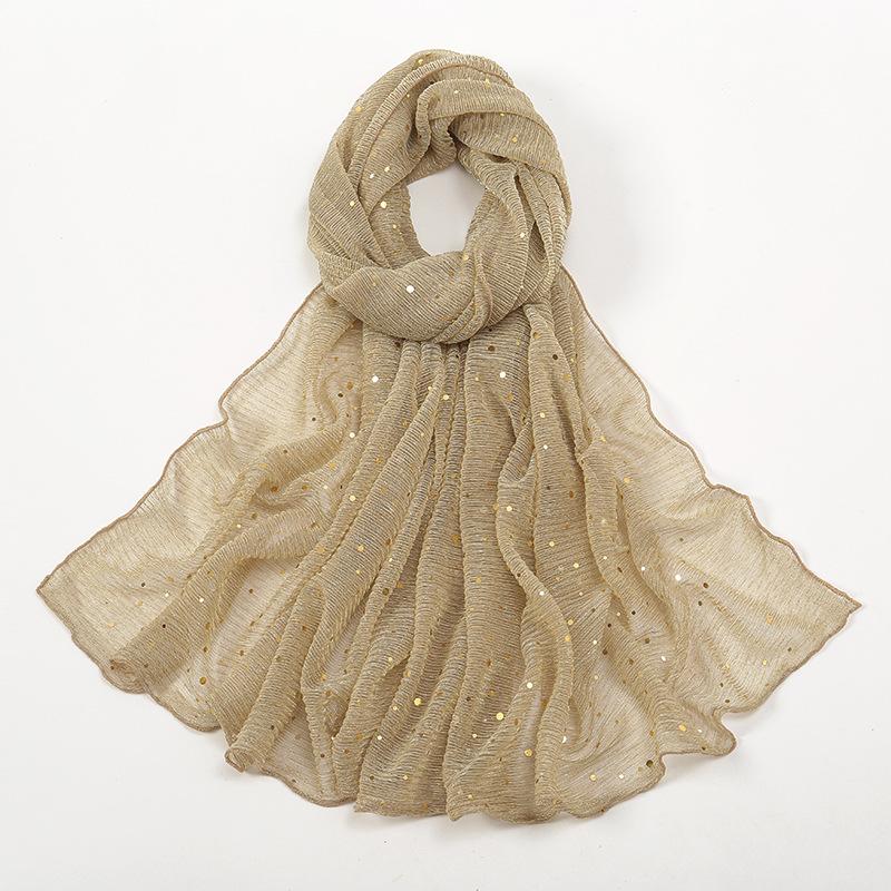 New Sequin Gold Silver Thread Women Scarf Girls Summer Solid Sunscreen Thin Scarves Soft Foulard Shawl Casual Female Wrap Shawls