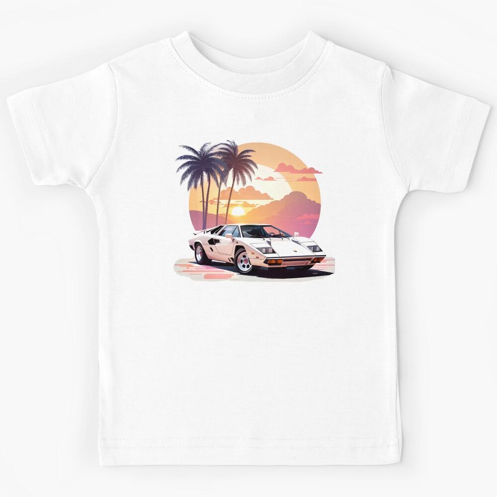 Italian Sports Car Sunset: Retro Automotive Beauty Kids T-Shirt 110