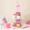 3 Layers Watercolor Princess Cupcake Stand Cardboard Castle Shape Cake Stand for Baby Anniversary Birthday Tea Party Supplies