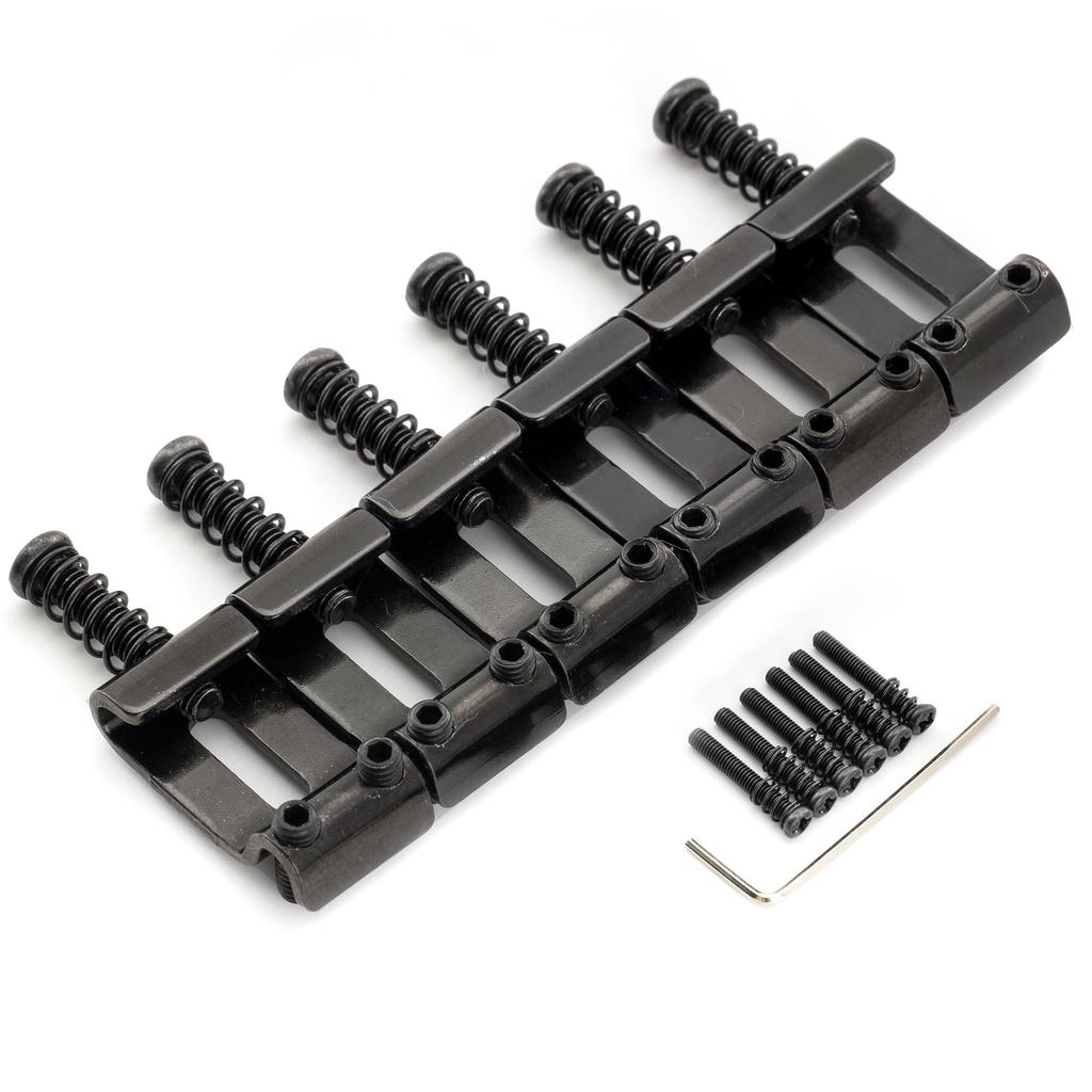 Musiclily Ultra Pitch Hardened Steel Bridge Saddles for Vintage Strat Electric Black of 11.2mm Guitars, (Set 6)