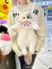 Non-Toxic New Super Realistic Three Flower Cat Backpack Pure Handmade Cute Cat Plush Doll Shopping Bag Travel Storage Makeup Bag Gift