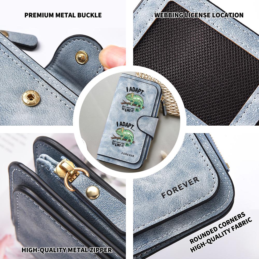 Funny Chameleon Print Long Wallet Casual Daily PU Leather Purse Card Holder For Women Men