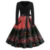 Women's V Neck Vintage Halloween Print Dress for Casual Party Wear
