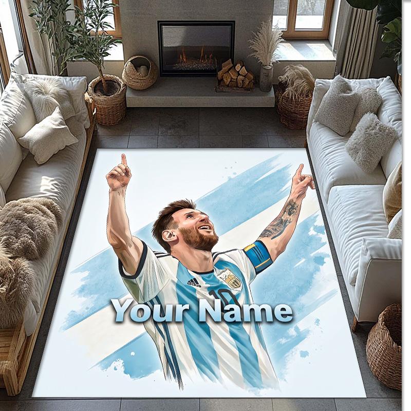 Tappeto in Cristallo Vellutato Stampato Lionel Messi Tappeto Antiscivolo in Cristallo Vellutato Per Divano Camera da Letto Decorazione Interna della Casa