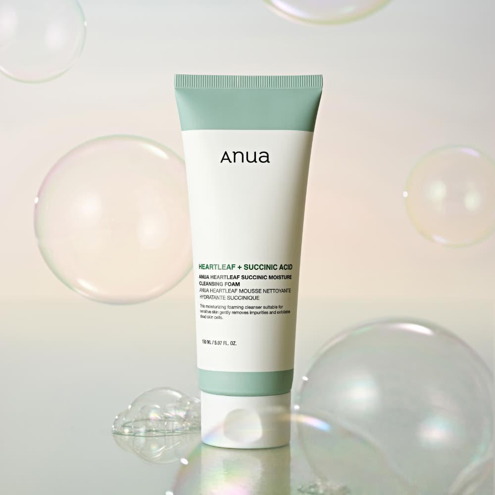 Anua Heartleaf Succinic Acid Moisture Cleansing Foam 150ml – Gentle Cleansing, Heartleaf Care, Korean