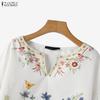 ZANZEA Women Round Neck Long Sleeve Casual Floral Print Blouse