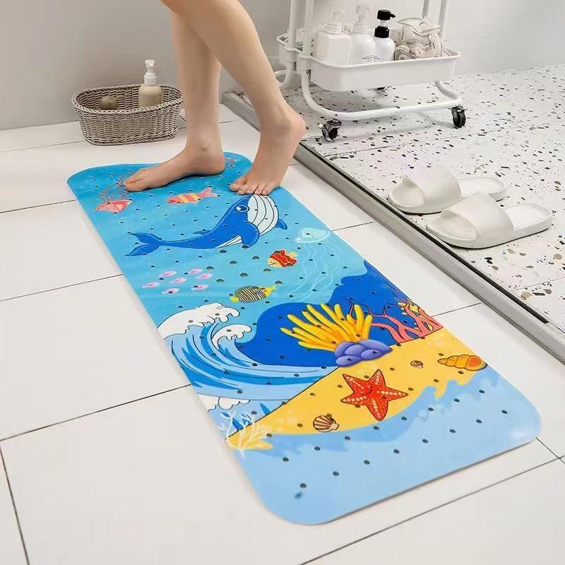 Cartoon Non-Slip Bathroom Mat - Printed Pattern Shower & Bath Floor Mat, Customizable Labeling