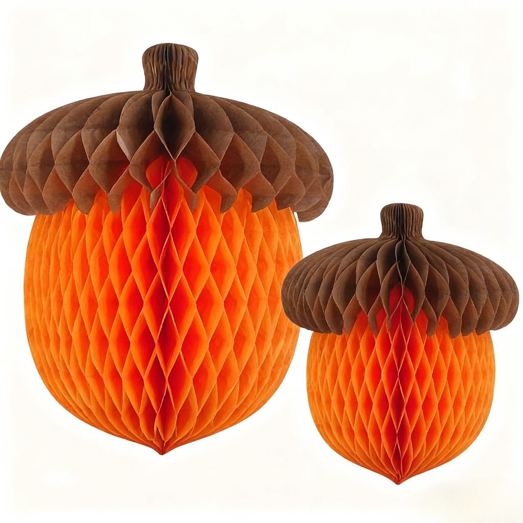 1/2pcs Elegant Orange Honeycomb Tassel Decor - Paper Pom Poms for Weddings, Home Decor - Perfect for Thanksgiving Centerpieces