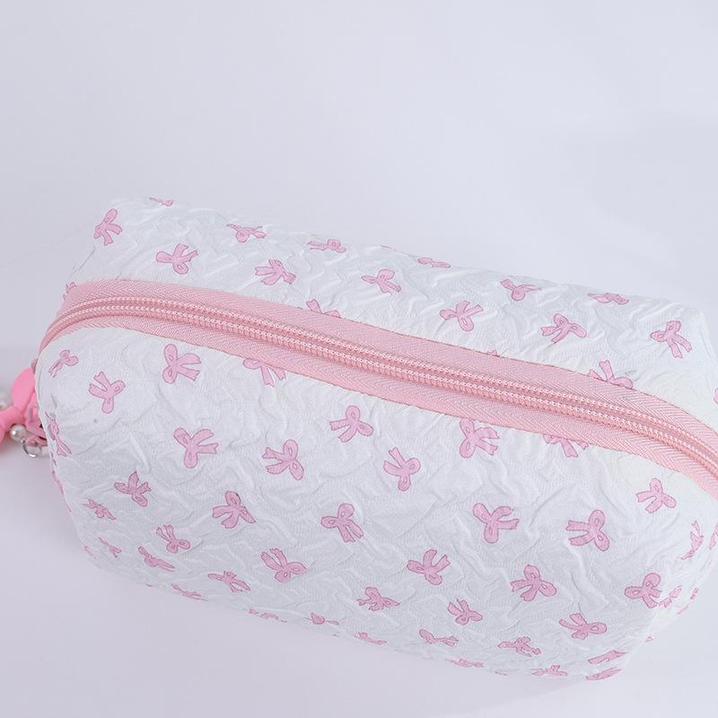 1pc Bow Tie Pattern Pencil Case, Creative Butterfly Tie Zipper Pearl Pendant, Fashion School Supplies - Back To School