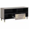 TV Stand with Shelf Gray 100 x 33 x 46 cm Solid Mango Wood