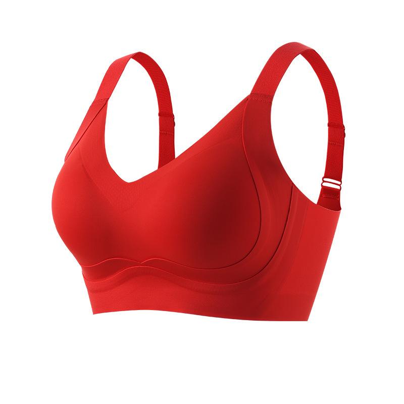 Large breasts and small seamless underwear for women, anti-sagging tits, soft support, comfortable gathering sports bra set