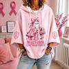 Women's Casual Printed Hooded Pullover Top with Three-Quarter Sleeves and Ribbon
