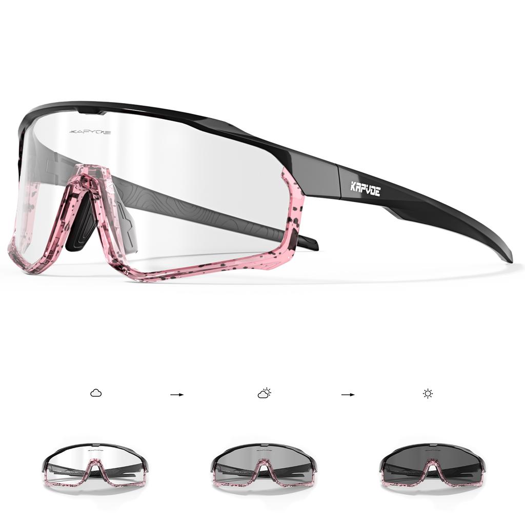 Kapvoe Photochromic Cycling Sunglasses for Men Glasses MTB Bike Road Bicycle Sports Protection Goggles UV400 Hiking Eyewear