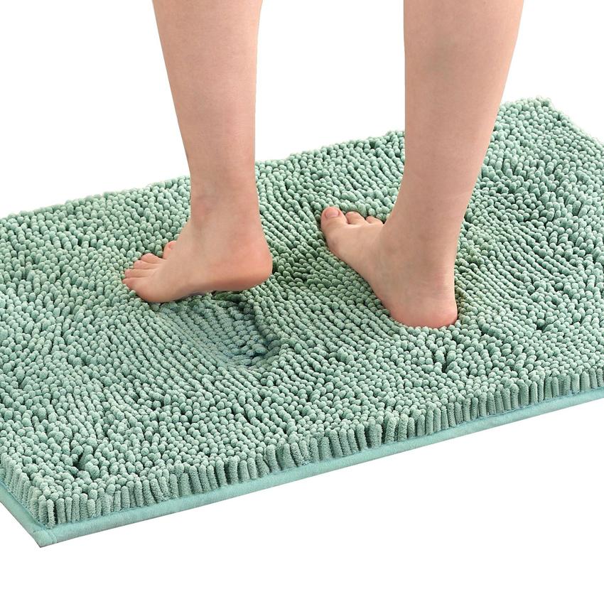 Zottige Chenille Badematte Rutschfeste PVC-Unterseite für Badezimmer Toilette Badewanne Teppich Fußmatte Weiche Mikrofaser Große Saugfähigkeit Teppich