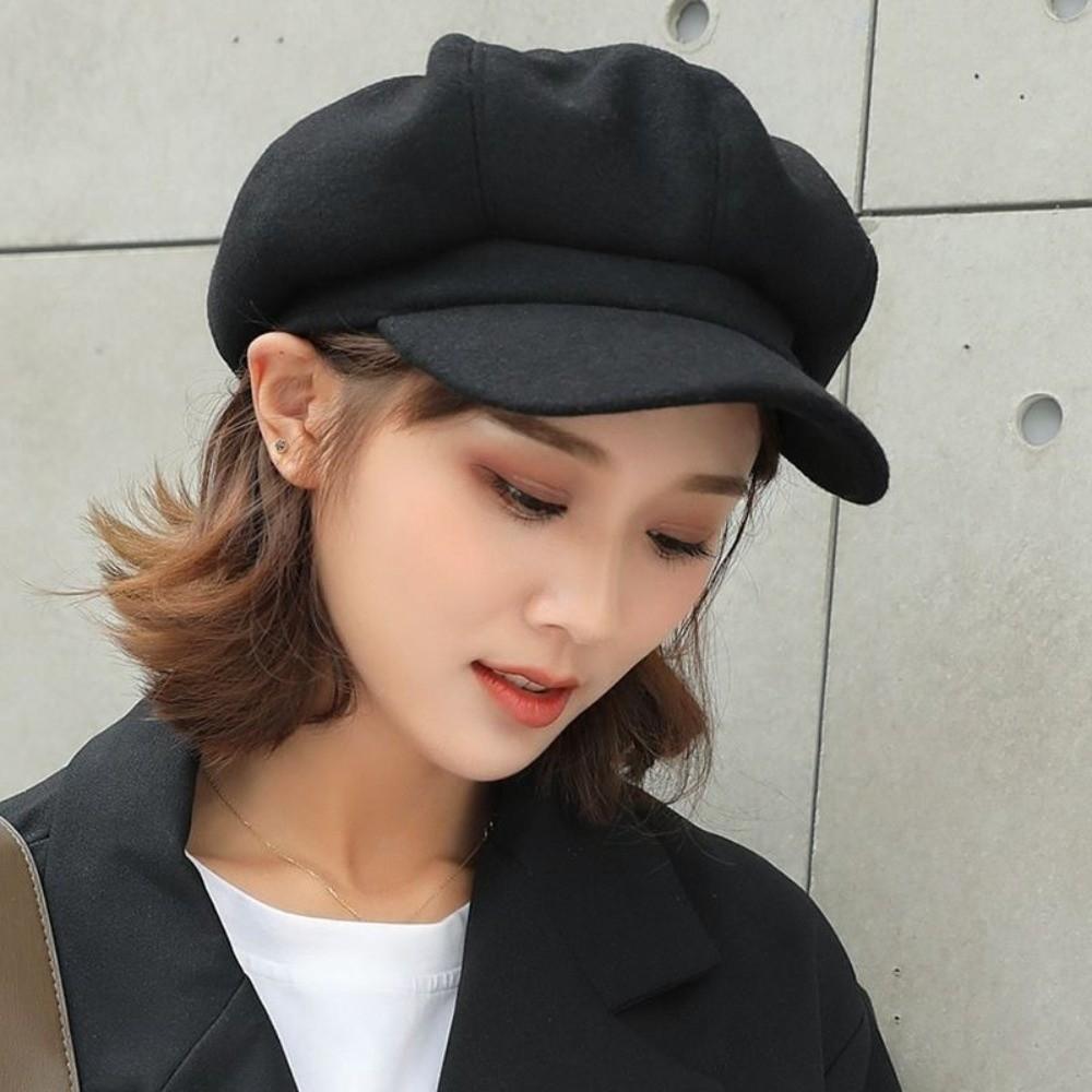 Solid Color British Berets Ear Protection Artist Hat Casual Painter Caps  Girl