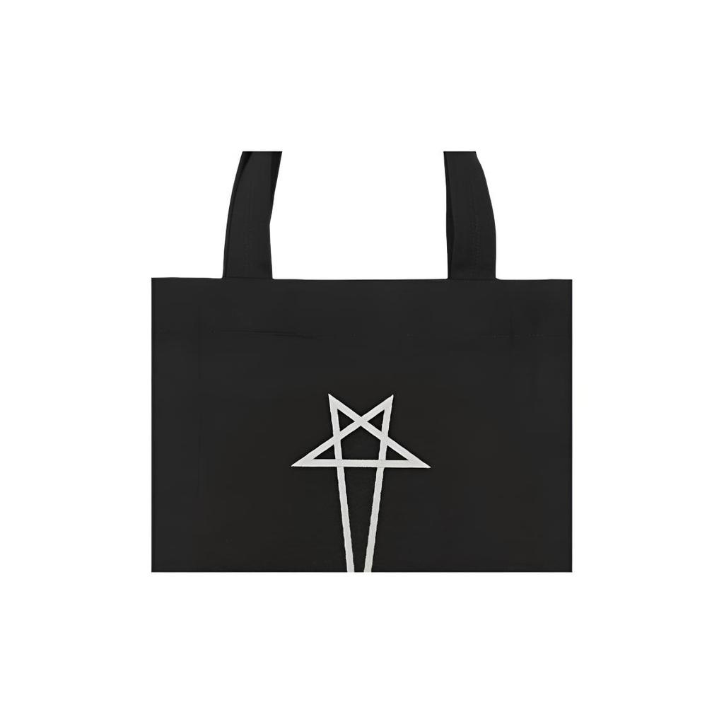 Rick Owens Star Logo Embroidered Cotton Tote Bag Men tote bags Black RH0000005CVS1