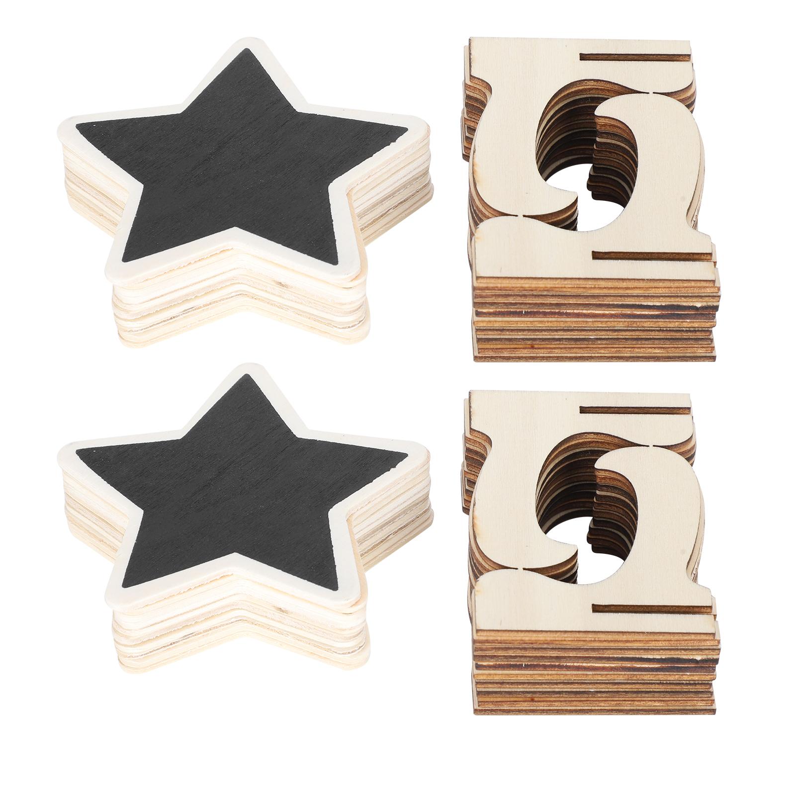 

2 комплекта деревянных мини-знаков для меловой доски, карточек, досок, пятиконечных звезд, настольных украшений