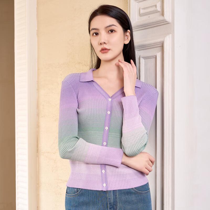 

Ивени 2025 Осень Радужный Градиент Кардиган с V-образным вырезом S