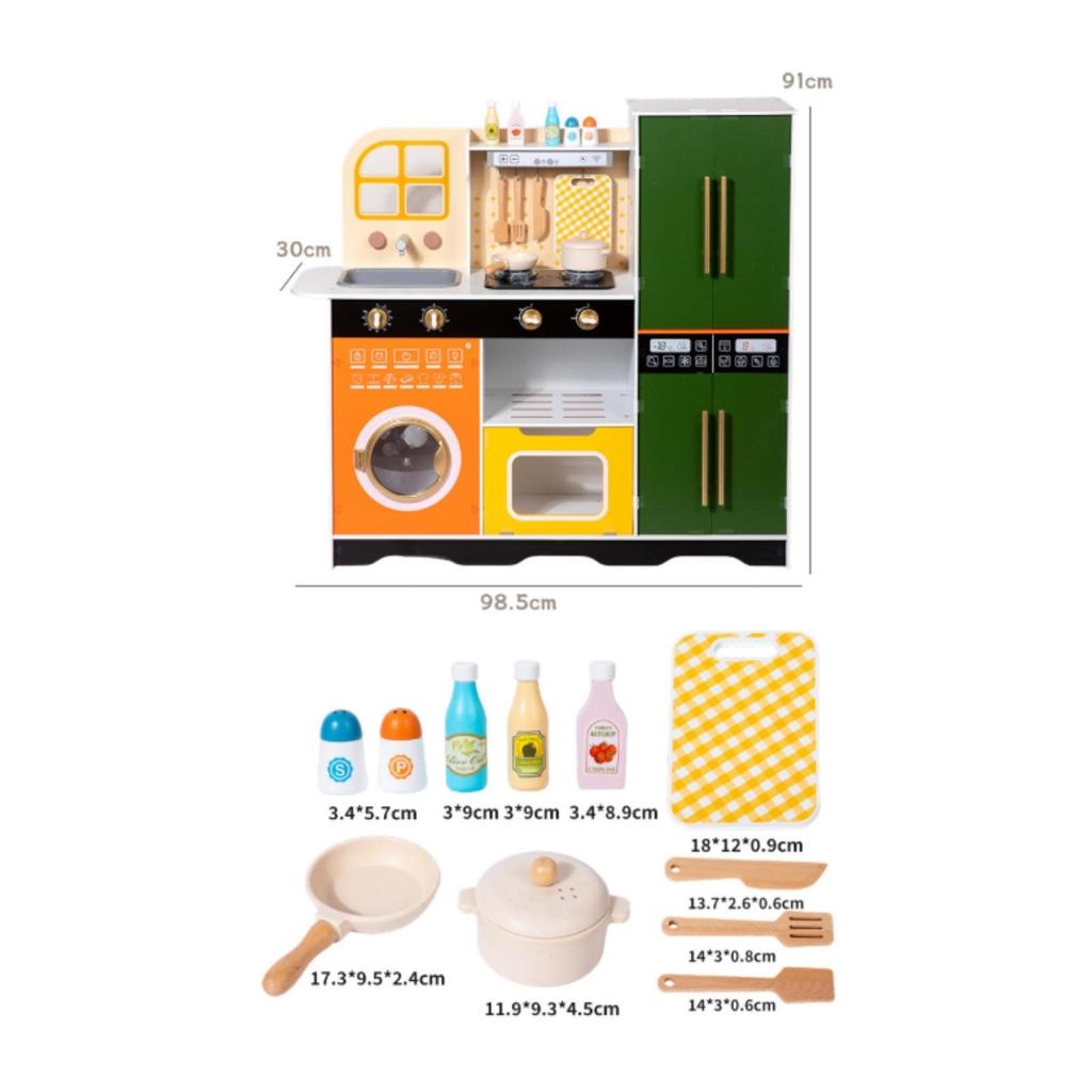Wooden Play Kitchen with Sound for Playroom, Young Children