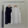 Japanese-style white cotton-linen vest for women, niche loose, thin breathable linen doll top, sleeveless top