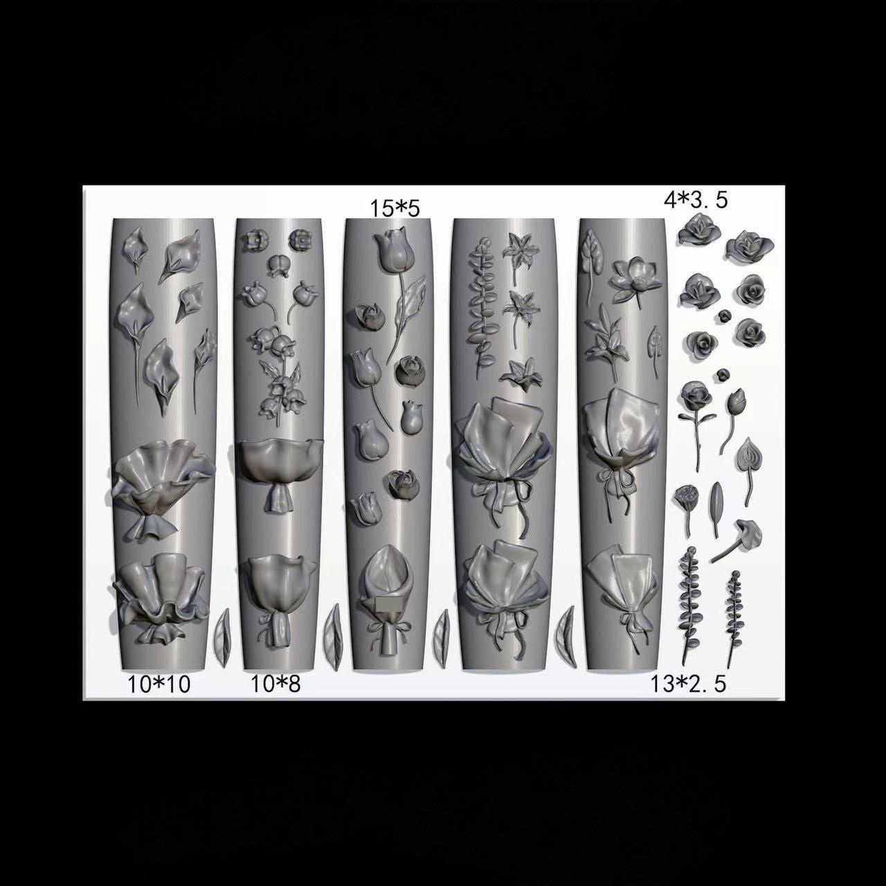 Tulip & Lily 3D Nail Art Mold - Embossed Floral Nail Accessory