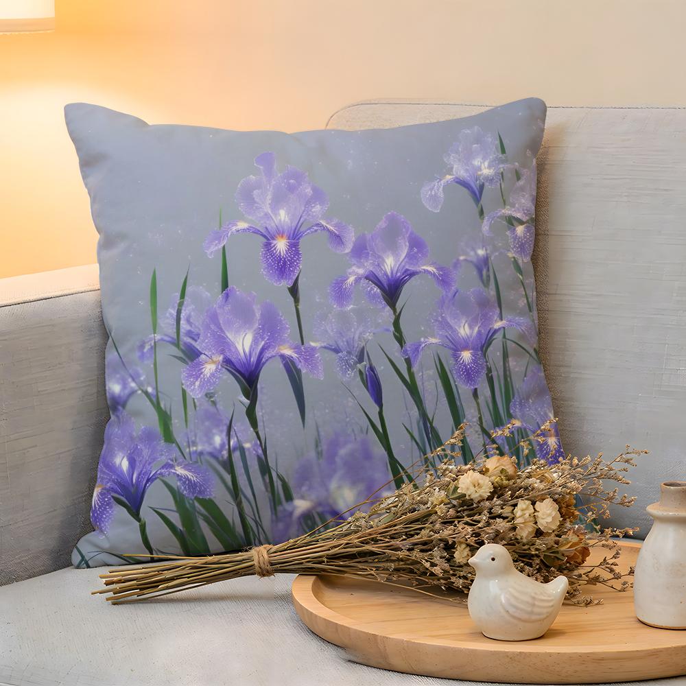 Cushion Cover Linen SkinFriendly Soft Decorative Case for Sofa Home Decor Fashion Iris Pillow Cover