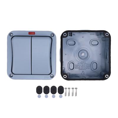 2 Gang Switch with Indicator Light IP66 Water Proof Electrical Switch for Outdoor Construction Site