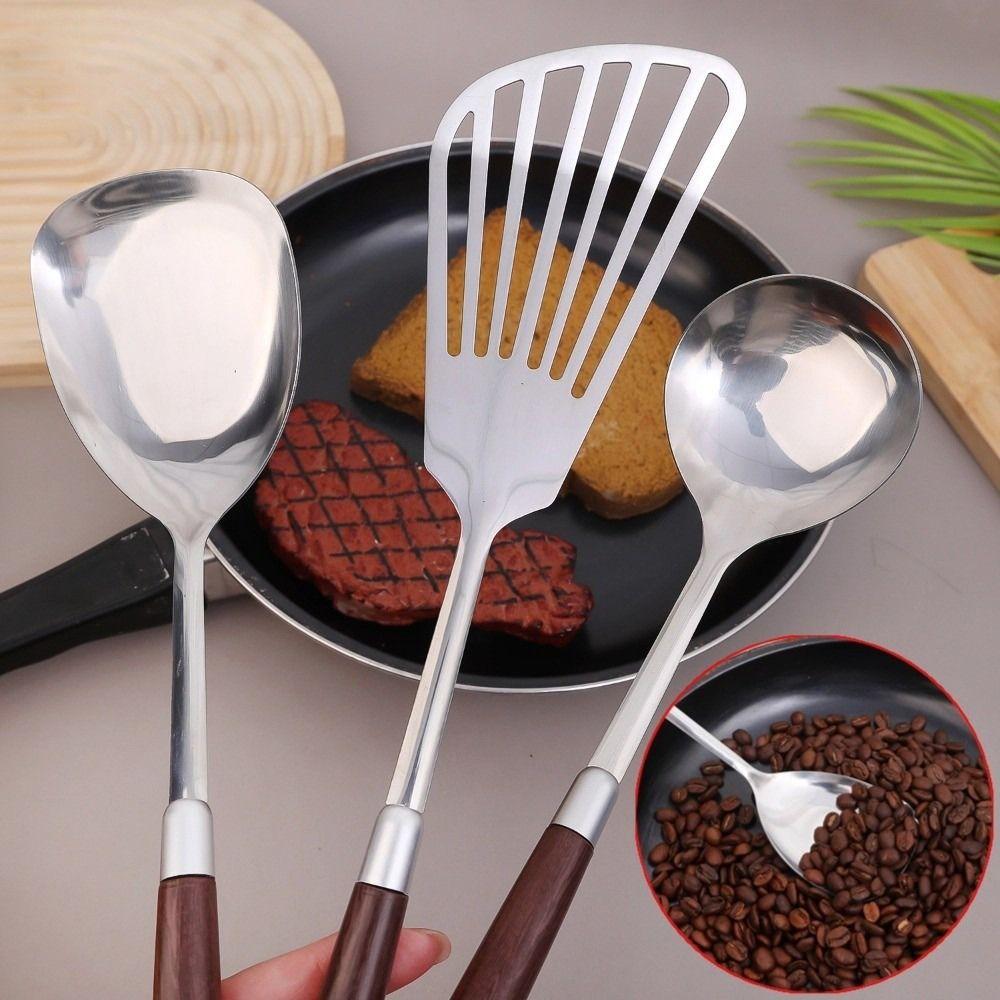 Stainless Steel Cooking Spoon Non Stick Kitchen Cooking Gadgets Portable Pot Spatulas