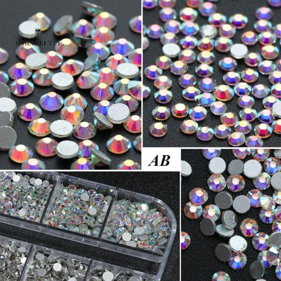 12 Grids Glitter Nails Ornaments Transparent Flat Rhinestone Mixed Shiny Jewelry Manicure Decor