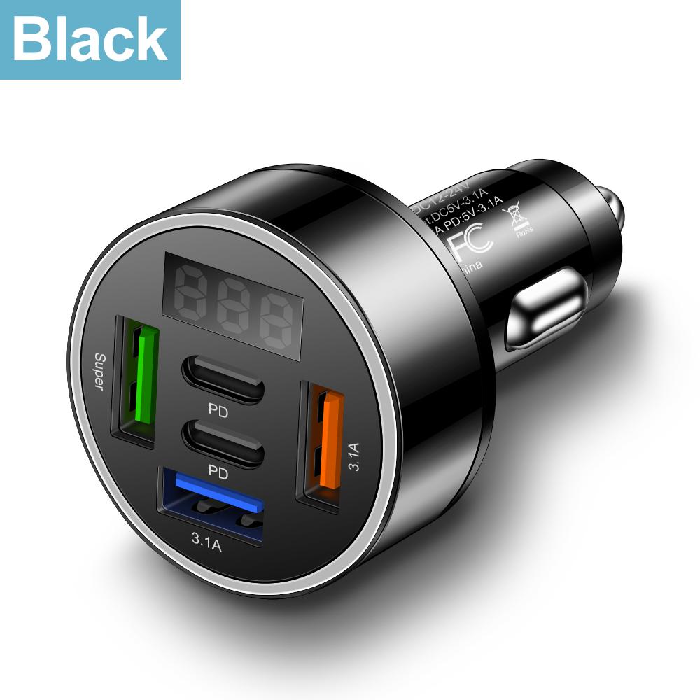100W 5 Ports Car Charger Fast Charging PD QC3.0 USB C Car Phone Charger Type C Adapter in Car For iPhone Samsung  Xiaomi