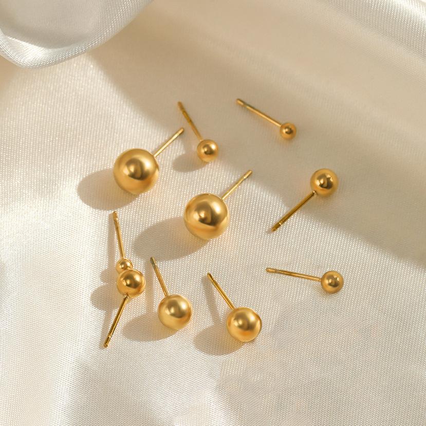 Edelstahlkugel Runde Ohrstecker Für Frauen Mädchen Punk Mode Geometrische Halbe Metallohrringe Trendiger Partyschmuck Geschenke