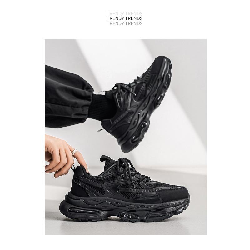 Scarpe da Ginnastica da Corsa Invernali da Uomo Ammortizzate con Air-Cushion, Calzature Casual Nere alla Moda che Aumentano l'Altezza, Stile "Dad".