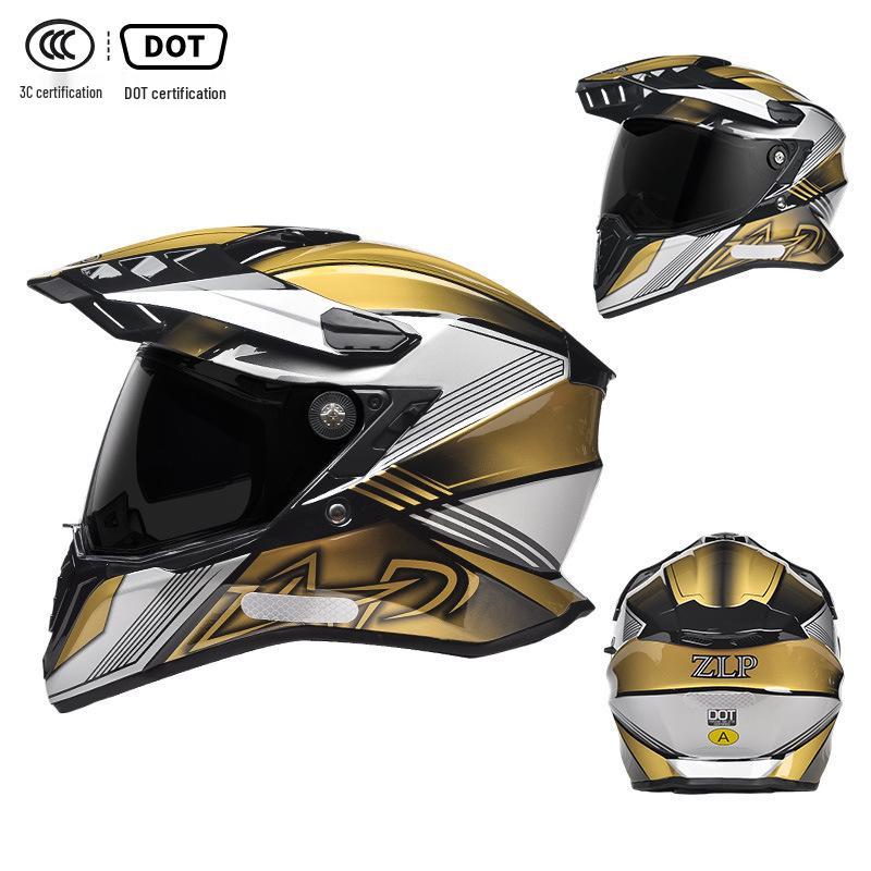 A-Class Unisex Motorcycle Helmet: Double Visor Full Face for Touring & Off-Road Use