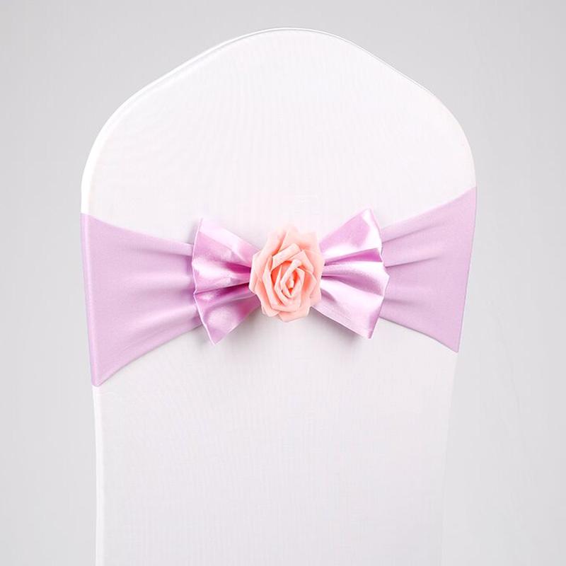 Stretch Spandex Chair Sash Band Bow Tie With Round Buckle Elastic Chair Bowknot Ties For Hotel Banquet Wedding Party Decoration
