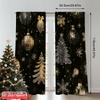 2D flat printing 2pcs Merry Christmas Window Curtains Golden Snowball Black Christmas 100% Polyester Without Electricity