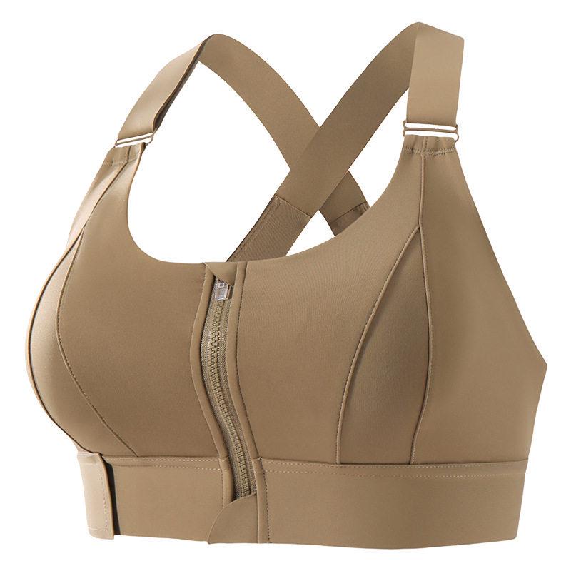 High-Elasticity Shockproof Sports Bra with Front Zipper, Plus Size, Anti-Sagging, Beautiful Back Design