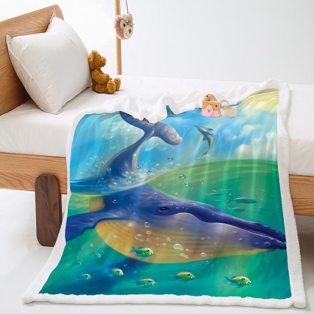 Blanket Marine Life Dolphin Lamb Fleece Crystal Fleece Blanket