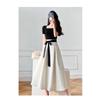 Short-Sleeve Skirt Strappy Dress Elegant Women's Short-Sleeved Skirt Tied Dress