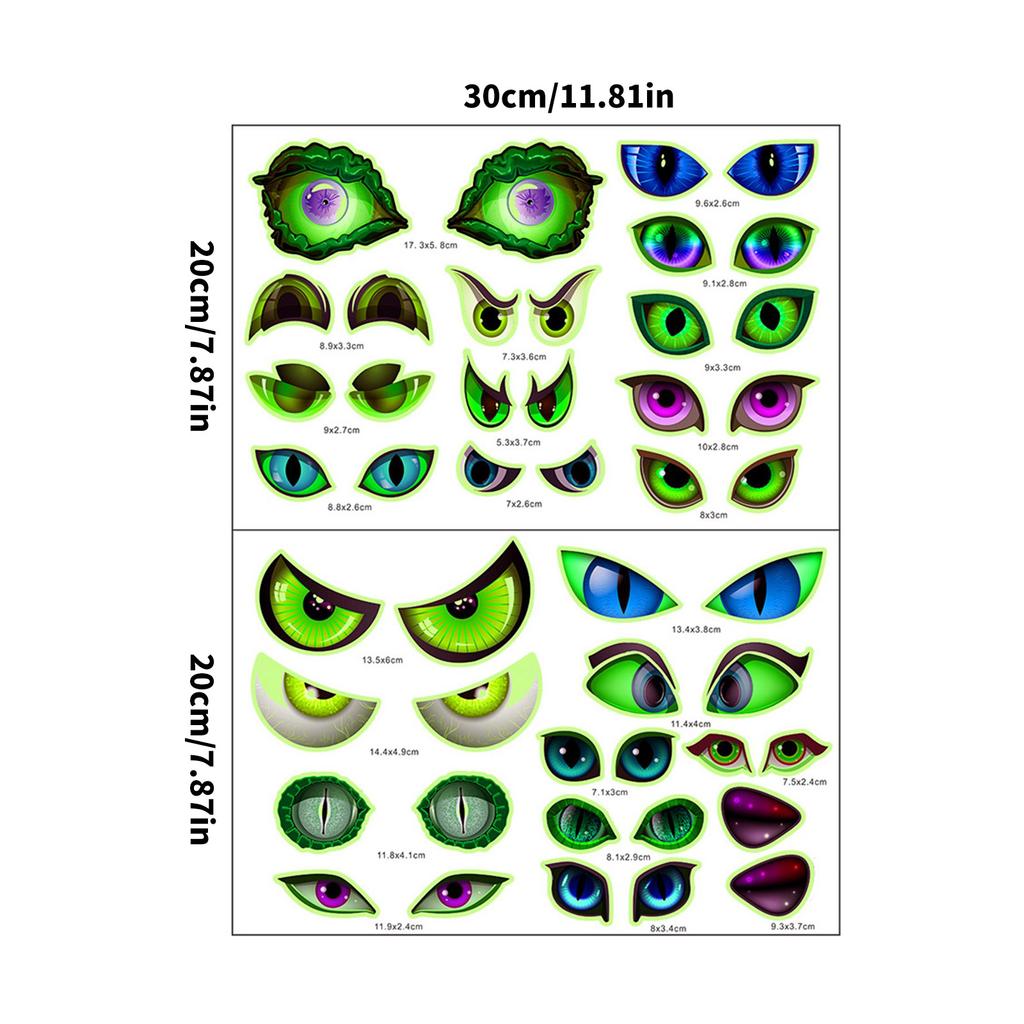 Glow In The Dark Halloween Peeking Eyes Self Adhesive Wall Stickers For Spooky Party Decorations PVC Material
