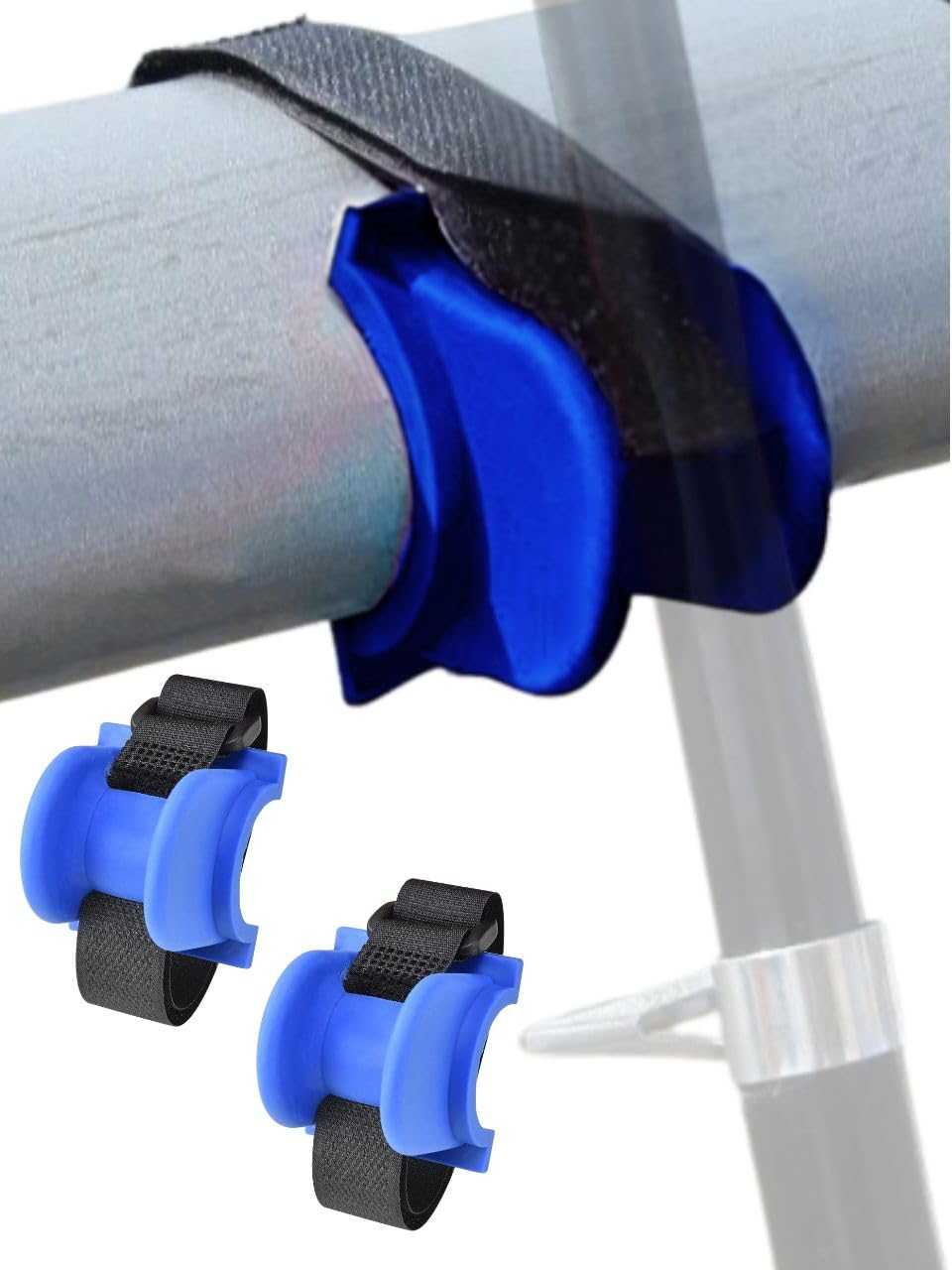 

Set of 3 Fishing Rod Holders, Rod Rests, Rod Stands, Hook-and-Loop Attachments, for Embankments, Parapets, Handrails, and Fences (Arch - Blue)