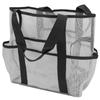 Portable Mesh Bag Makeup Washing Bathing Storage Handbag for Outdoor Travel BeachWhite