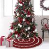 Beautiful Red Burlap Christmas Tree Skirt With Plush Bubble Detailing For Elegant Holiday Decor