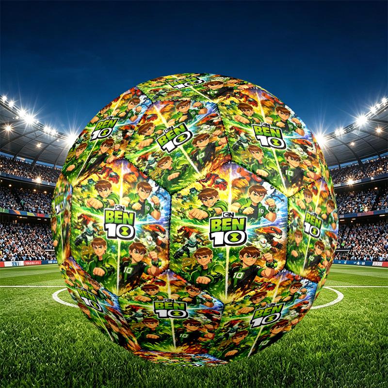 Ben 10 Cartoon Print Size 5 Soccer Ball, PU Wear Resistant Football for Match Training and Daily Practice, Birthday Gift for Soccer Fans
