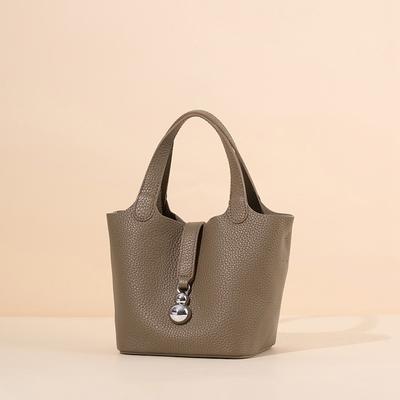 Genuine Leather Vegetable Basket Women's Bag First-layer TC Grain Cowhide Portable Bucket High-end Niche Single-shoulder Cross-slung