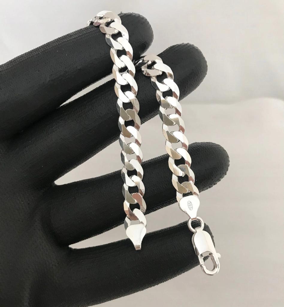 Silver Men' Bracelet 8mm THICK 925 Silver ITALIAN + FREE