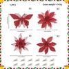 Champagne Gold Butterfly Poinsettia Glitter Flowers, 12-Piece Christmas Tree & Wreath Decoration Set